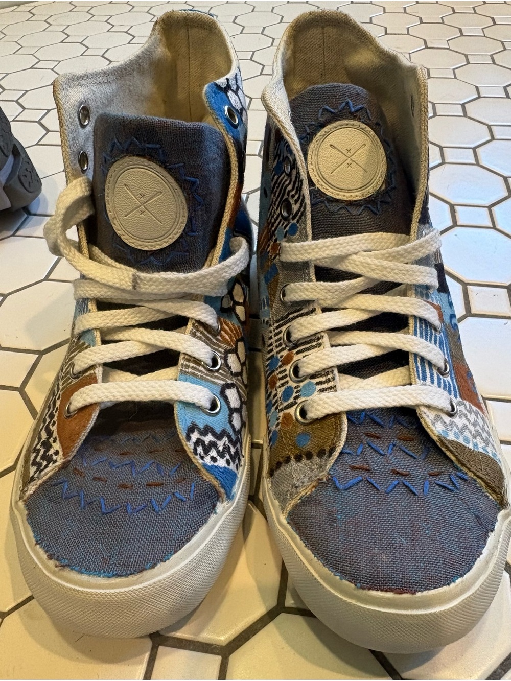 inkkas Blue Multi High-Top Canvas Sneakers